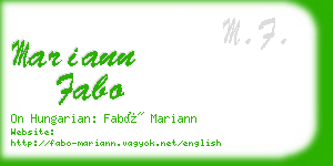 mariann fabo business card